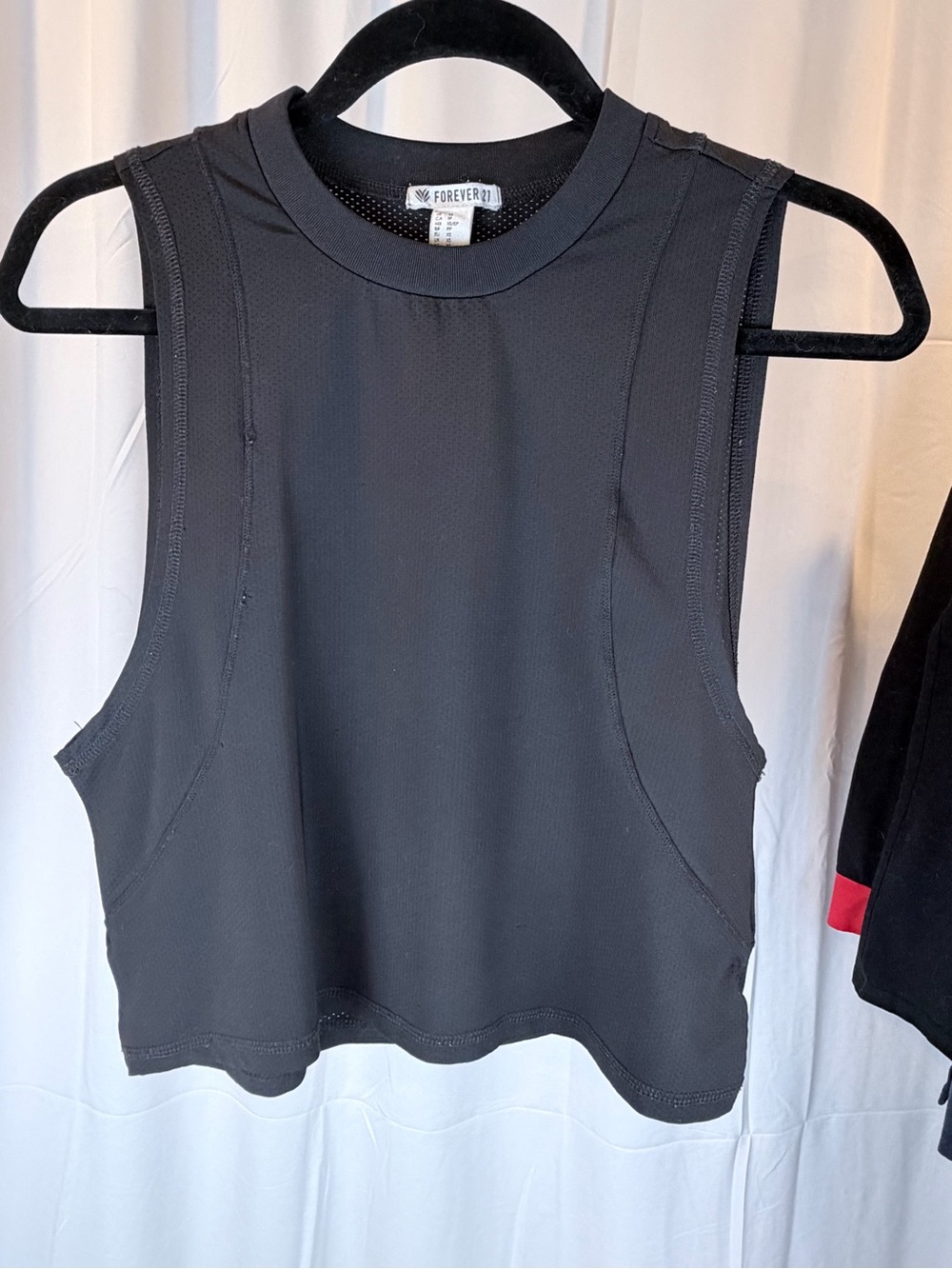 Forever 21 Athlesure Black Crewneck Crop Tank with Bright Graphic
